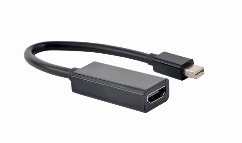 Кабель-переходник (адаптер) Mini DisplayPort(20M)-HDMI(19F) v1.3b 4K, 15 см, черный Cablexpert (A-mDPM-HDMIF4K-01)