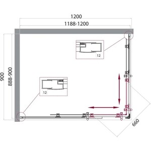 Душевой уголок BelBagno Uno 120х90 рифленый Punto, хром (UNO-195-AH-2-120/90-P-Cr)