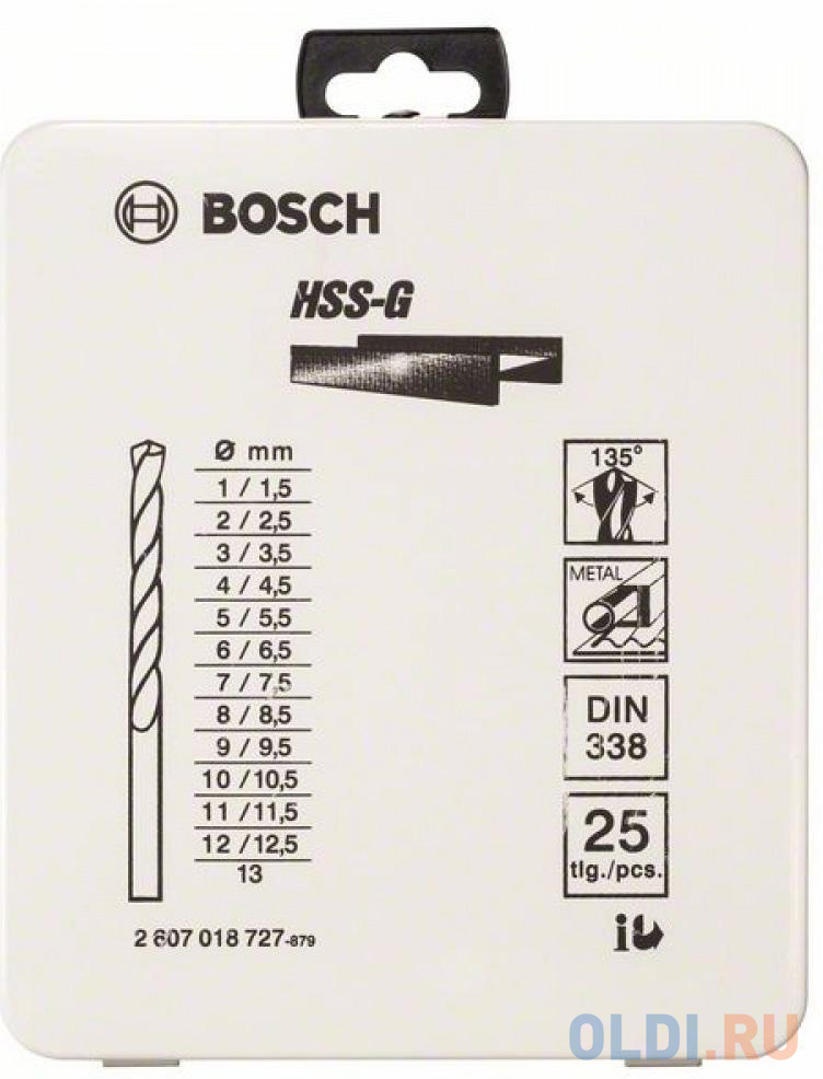 Набор сверл BOSCH 2607018727  25шт. HSS-G 1-13мм