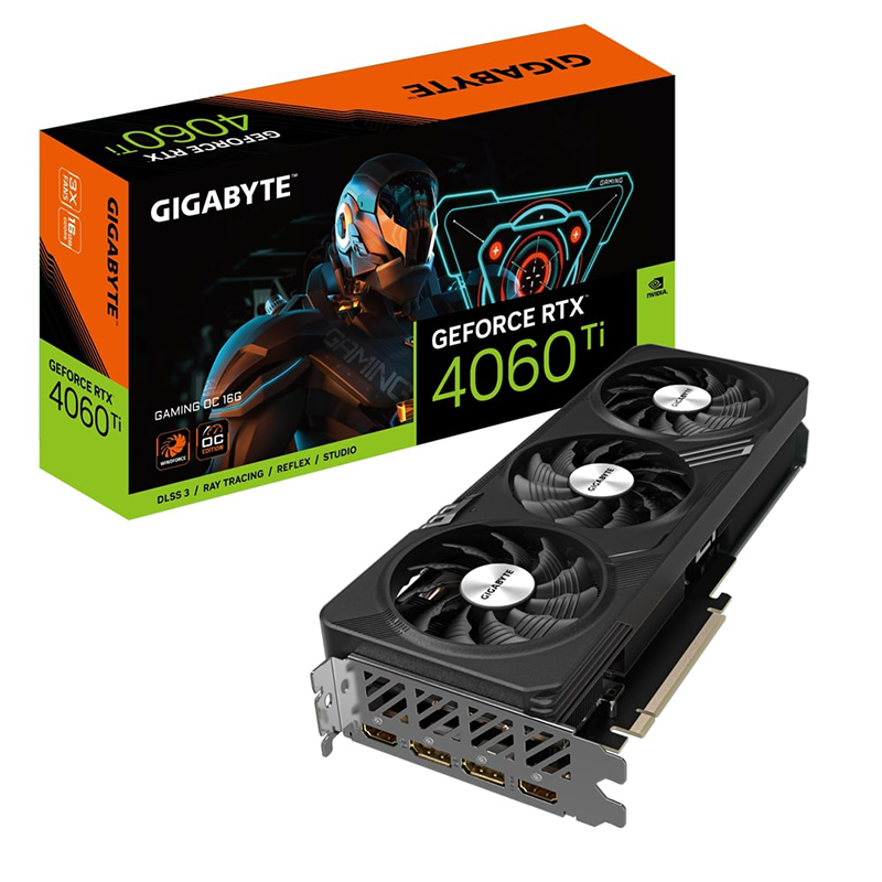 Видеокарта GigaByte GeForce RTX 4060 Ti Gaming OC 16G 2595MHz PCI-E 4.0 16384Mb 18000MHz 128-bit 2xHDMI 2xDP GV-N406TGAMING OC-16GD