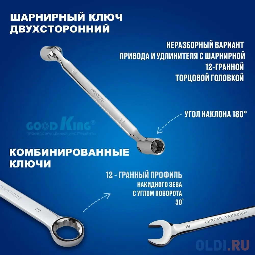 GOODKING Набор инструментов 137 предметов 1/4 1/2 трещотка M-10137