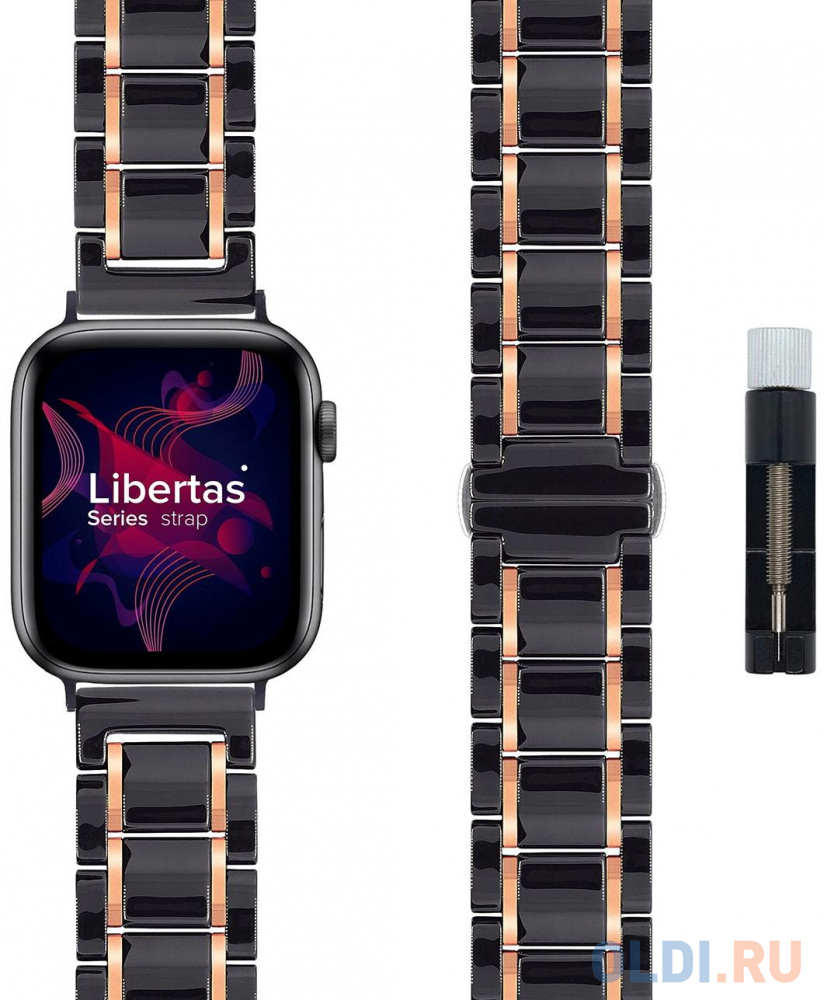 Керамический ремешок для Apple Watch 38/40 mm LYAMBDA LIBERTAS DS-APG-06-40-BG Black/Rose Gold в Москвe