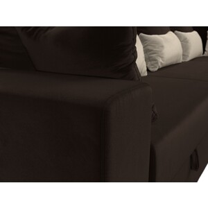 Угловой диван Мебелико Майами Long микровельвет коричневый коричневый/бежевый правый угол