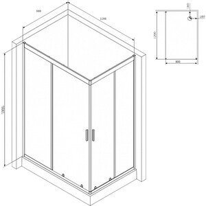 Душевой уголок Am.Pm Gem 120x80 прозрачный, черный (W90G-404-120280-BT) в Москвe