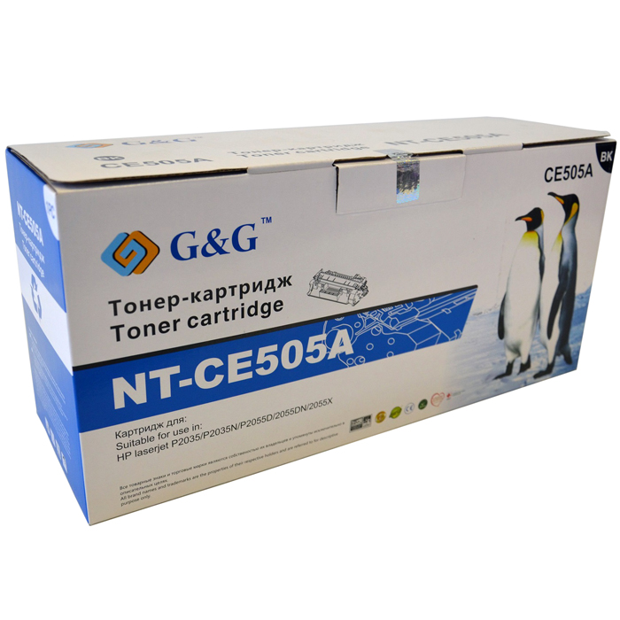 Картридж лазерный G&G NT-CE505A (05A/CE505A), черный, 2300 страниц, совместимый для LJ P2035 / P2035n / P2055 / P2055d / P2055dn / P2055d
