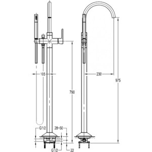 Смеситель для ванны Cezares Eco VDP напольный, хром (ECO-VDP-01)