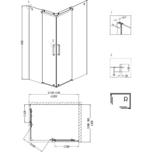 Душевой уголок Grossman Cosmo 120x90 правый, прозрачный, хром (GR-1120R) в Москвe