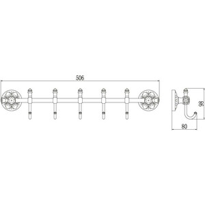 Планка Savol серия 58а 5 крючков, хром (S-005875A)