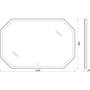 Зеркало BelBagno Spc-Ott 120х80 с подсветкой, сенсор (SPC-OTT-1200-800-LED-TCH)