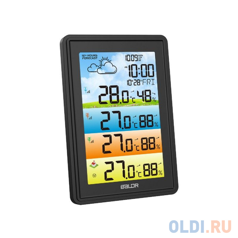 BALDR B0360WST4H4PR-BLACK беспроводная метеостанция с тремя внешними датчиками, черный в Москвe