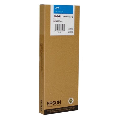 Картридж струйный Epson T6142 (C13T614200), голубой, оригинальный, объем 220мл, для Epson Stylus Pro 4450
