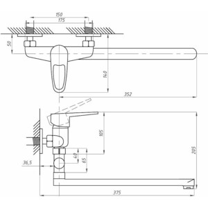 Смеситель для ванны Профсан Евро PSM-521-084 хром