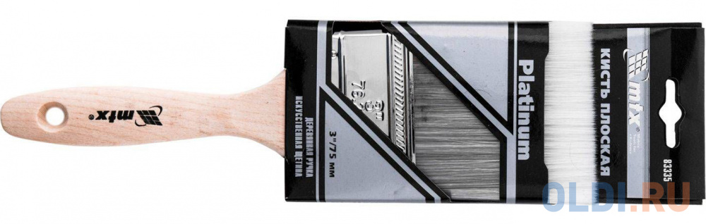 Кисть плоская Platinum 3", искусственная щетина, деревянная ручка// MTX