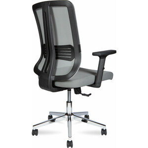 Офисное кресло NORDEN Tema Chrome LB 2D 216B-Chrome-B-GG база хром / черный пластик / серая сетка / серая ткань