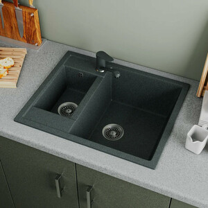 Кухонная мойка GreenStone GRS-21-309 темно-серая, с сифоном