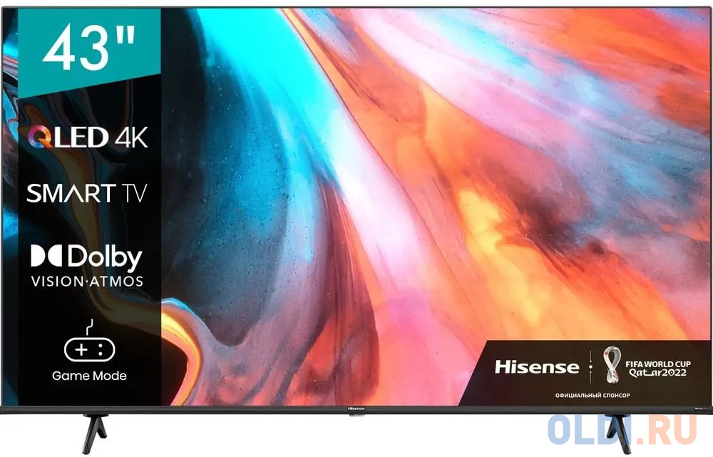 Телевизор QLED Hisense 43" 43E7NQ Frameless черный 4K Ultra HD 60Hz DVB-T DVB-T2 DVB-C DVB-S DVB-S2 USB WiFi Smart TV (RUS)