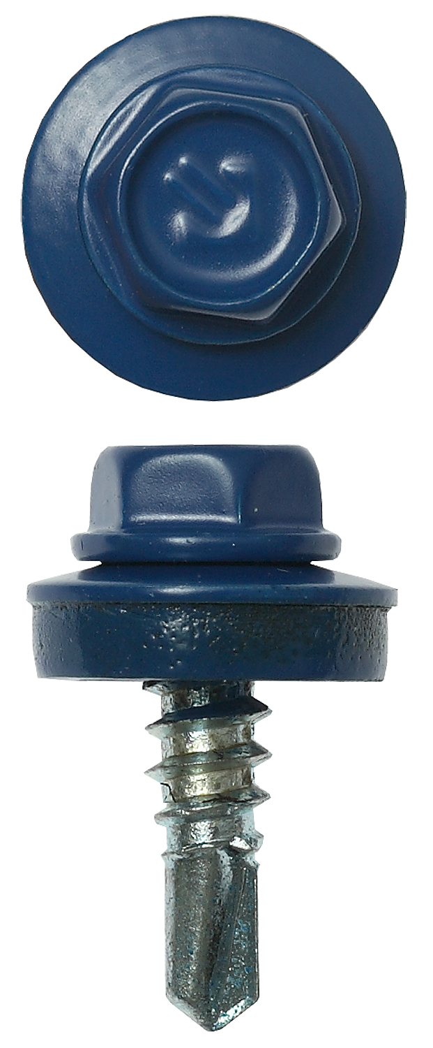 Саморез кровельный для металлических конструкций 5.5 мм x 2.5 см, цинковое покрытие, с шайбой, RAL-5005 синий насыщенный, 1800 шт., ЗУБР Профессионал (4-300310-55-025-5005)