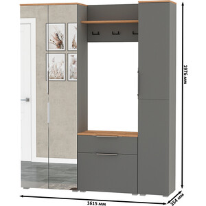 Прихожая Моби Октава 22, цвет серый графит/ дуб золотой/ фасады МДФ серый графит (1027048)
