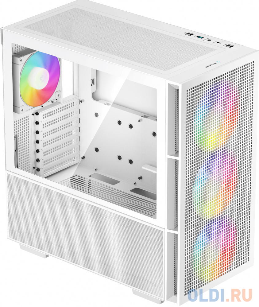 Deepcool CH560 WH без БП, боковое окно (закаленное стекло), 3x140мм ARGB вентилятор спереди и 1x120мм ARGB вентилятор сзади, белый, ATX
