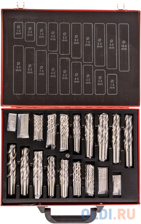 Набор сверл по металлу, 1-10 мм, 170 шт., HSS, в металлическом кейсе// Matrix