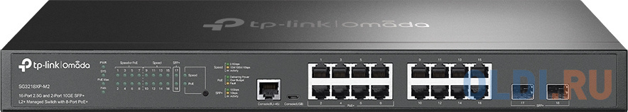 Коммутатор TP-Link SG3218XP-M2 (L2+) 16x2.5Гбит/с 2xКомбо(10GBase-T/SFP+) 2SFP+ 8PoE+ 240W управляемый