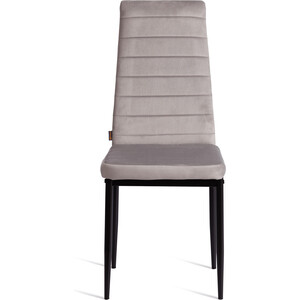 Стул TetChair Easy (mod. JSC02-1) / 1 шт. в упаковке, металл, флок, 41 х 52 х 96 см, Light grey (светло-серый) HLR14 / черный (24601)