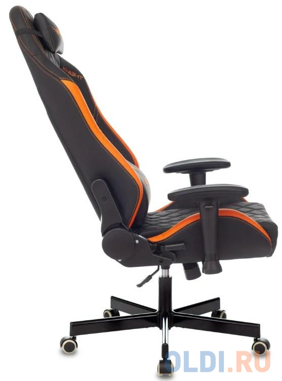 Кресло игровое Knight Explore черный/оранжевый ромбик эко.кожа с подголов. крестовина металл