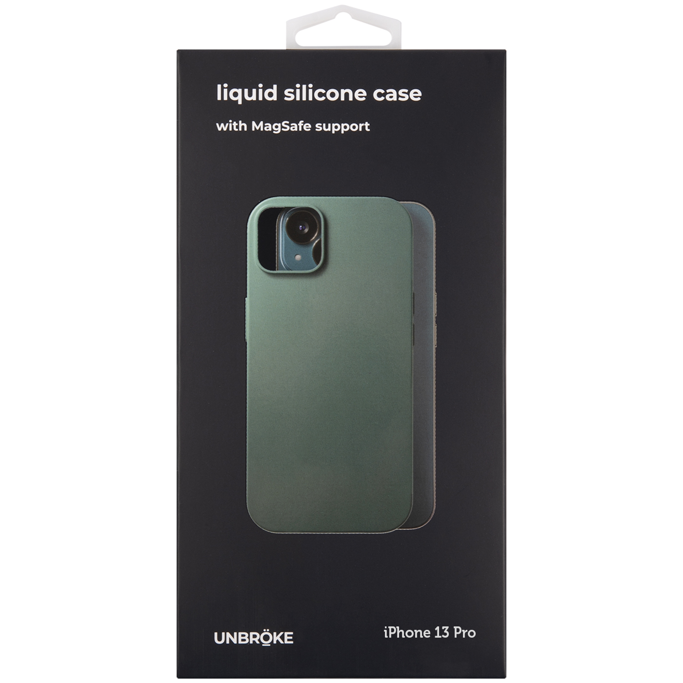 Чехол накладка UNBROKE liquid silicone case MagSafe support для iPhone 13 Pro, зеленая в Москвe