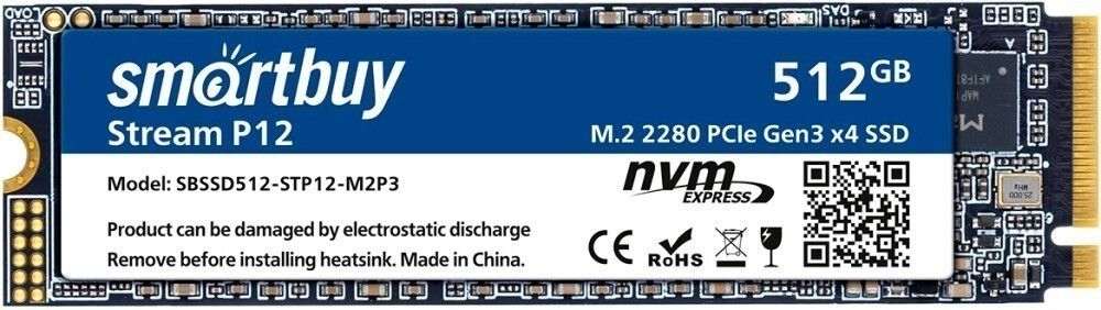 Накопитель SSD SmartBuy M.2 Stream P12 512Gb (SBSSD512-STP12-M2P3)