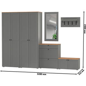 Прихожая Моби Остин 48, цвет серый графит/дуб крафт золотой (1028104) в Москвe