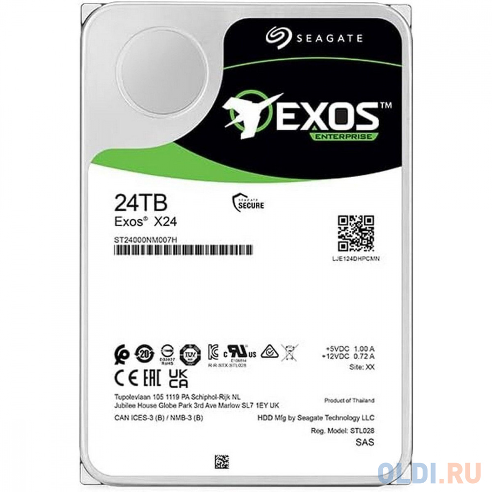 Жесткий диск серверный Seagate 3.5&quot; 24TB Exos X24 SAS 12Gb/s, 7200 rpm, 512 MB ST24000NM007H в Москвe