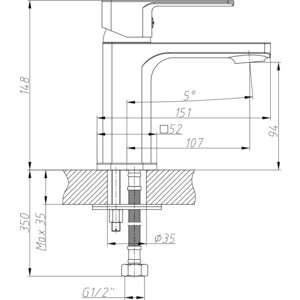 Комплект смесителей Decoroom для раковины и ванны, с душем, хром (DR20011, DR20043)