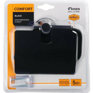 Держатель туалетной бумаги Fixsen Comfort Black с крышкой, черный матовый (FX-86010) в Москвe