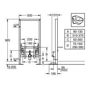 Инсталляция для биде Grohe Rapid SL высота 1 м усиленная (38582000)