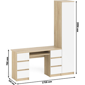 Комплект СВК Мори Стол компьютерный МС-2 + Пенал МШ400.1, цвет дуб сонома/белый в Москвe