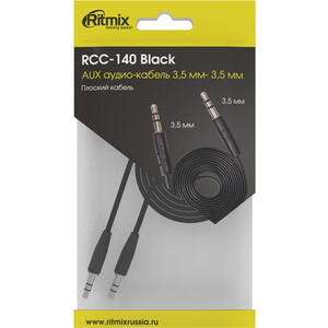 Аудио-кабель Ritmix RCC-140 Black 3.5 мм- 3.5 мм, плоский кабель, 1м в Москвe