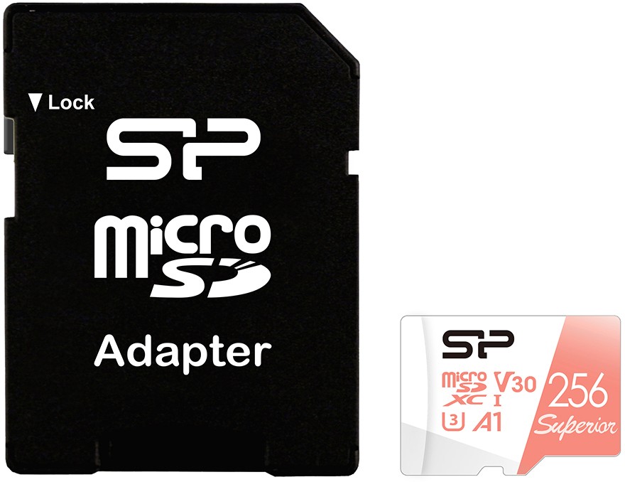 Карта памяти microSD 256GB Silicon Power Superior A1 microSDXC Class 10 UHS-I U3 100/80 Mb/s (SD адаптер)