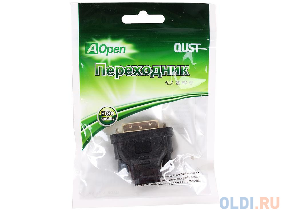 Переходник Aopen HDMI 19F to DVI-D 25M позолоченные контакты <ACA312 в Москвe