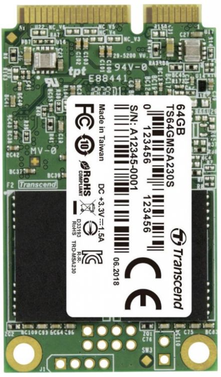 Твердотельный накопитель (SSD) Transcend 64Gb MSA230S, mSATA, SATA3 (TS64GMSA230S)