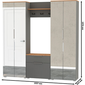 Прихожая Моби Октава 25, цвет серый графит/ дуб золотой/ фасады МДФ серый графит (1027052)