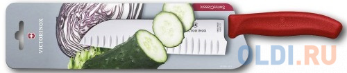 Нож кухонный Victorinox Swiss Classic (6.8521.17B) стальной сантоку лезв.170мм прямая заточка красный блистер