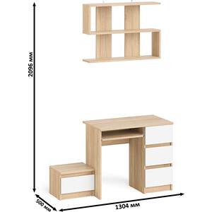 Стол компьютерный СВК Мори МС-6 правый + Тумба ТМП400.1 + Полка 900, цвет дуб сонома/белый (1027791)