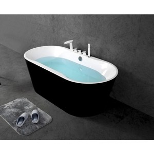 Акриловая ванна BelBagno 170x75 слив-перелив хром, черная (BB200-1700-800-NERO)