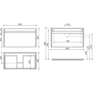 Тумба с раковиной Sancos Smart 90 два ящика, белый глянец (SM90W, CN7002)