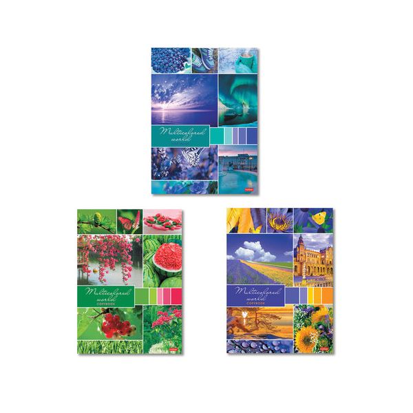 Тетрадь А4, 96 л., HATBER, скоба, клетка, обложка картон, Разноцветный мир (3 вида), 96Т4В3, (10 шт.)