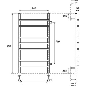 Полотенцесушитель водяной Point П7 500х800 хром (PN07558)