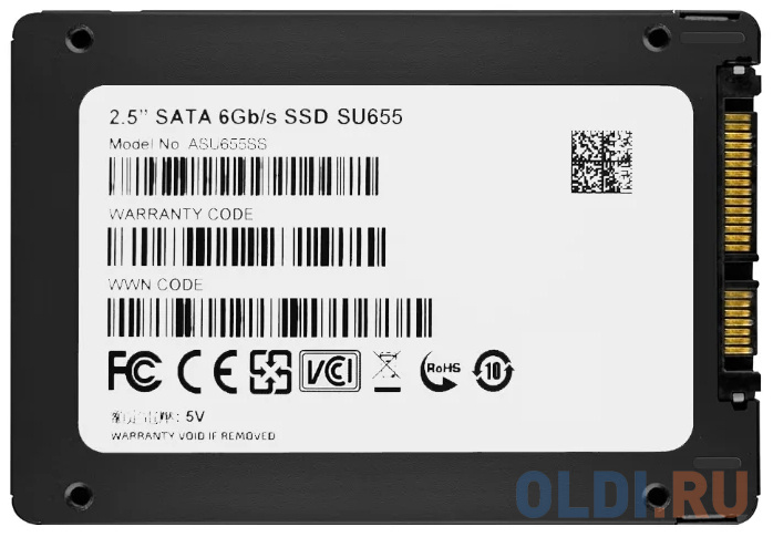 Твердотельный накопитель SSD 2.5" 240 Gb A-Data Ultimate SU655 Read 520Mb/s Write 450Mb/s 3D NAND TLC ASU655SS-240GT-C