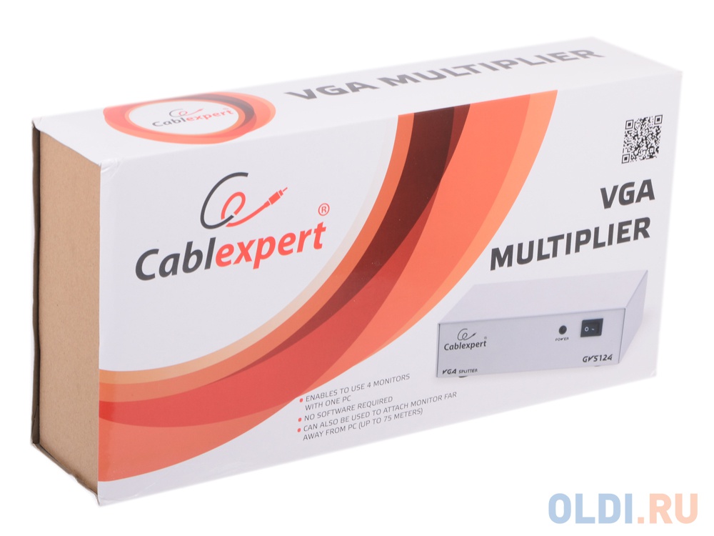 Разветвитель VGA Gembird/Cablexpert, HD15F/4x15F, 1комп.-4 монитора, каскадируемый