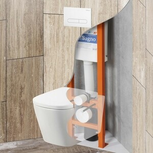 Инсталляция для унитаза BelBagno Sfera с кнопкой смыва, хром (BB003-30, BB015-SR-CHROME)