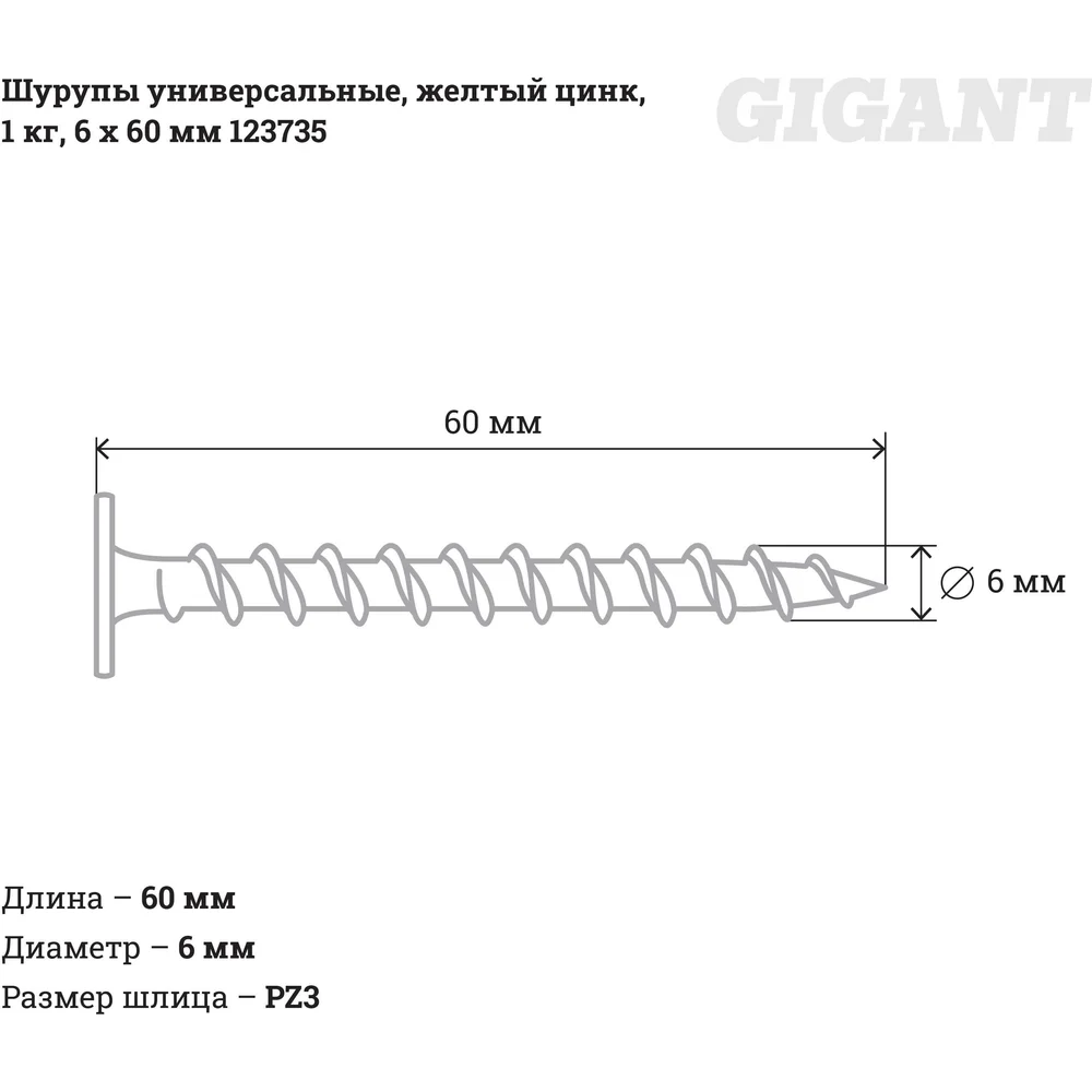 Универсальные шурупы Gigant